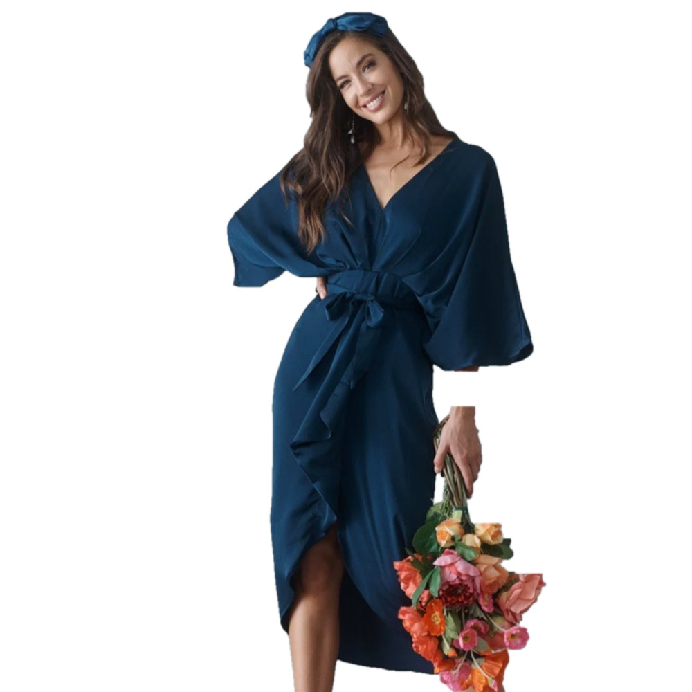 long tall sally Deep Navy Wrap Swim Coverup with Tie Waist